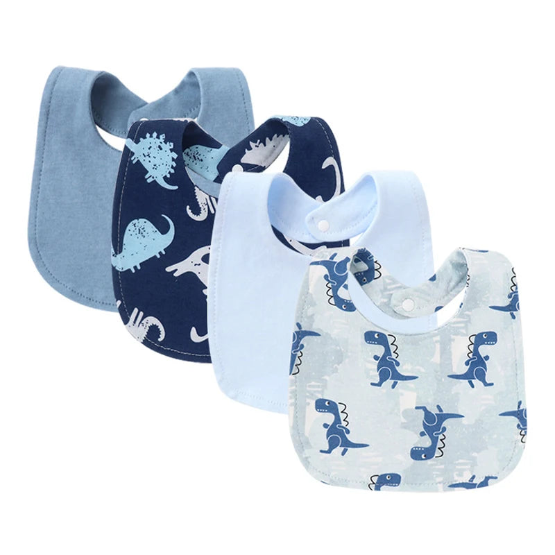 4Pcs Baby Bibs Burp Clothes Cartoon Newborn Saliva Towels for Girls Boys Cotton Kids Apron Infant Accessories Toddler Bibs Set