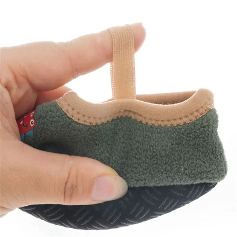 Newborn Baby Boys Girls Anti Slip Cartoon Shoes Winter Indoor Outdoor Slippers Infant Floor First Walk Shoes with Rubber Sole